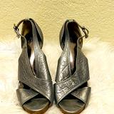 Coach Shoes | Coach Women's Adelle Criss-Cross Pump Sandals Silver Gray Calf Size 10 M | Color: Gray/Silver | Size: 10