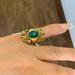 Anthropologie Jewelry | Anthropologie Halo Ring Set Size 7 | Color: Gold/Green | Size: Size 7