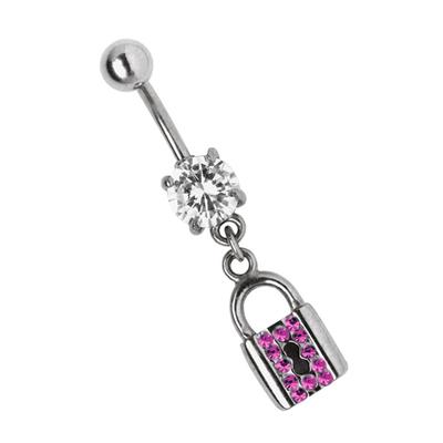 Bauchnabelpiercing ADELIA´S "Piercing Piercing Bauchnabelpiercing", Damen, pink, Titan, modisch, Piercings, Titan Banane - mit Schloss Zirkonia Anhänger pink