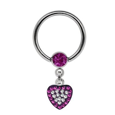 Intimpiercing ADELIA´S "Piercing Intimpiercing ", Damen, lila, Chirurgiestahl, modisch, Piercings, Ring BCR Stahl mit 5 mm Strasskugel