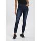 Slim-fit-Jeans KANGAROOS "CROPPED HIGH WAIST SLIM FIT" Gr. 32, N-Gr, blau (darkblue, used) Damen Jeans Röhrenjeans