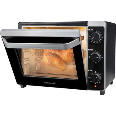 HANSEATIC Minibackofen "17194935, 30 L Volumen, 1600 W", schwarz, B:45cm H:35cm T:40cm, Minibacköfen, Grillrost, Fettpfanne, Drehspieß, Testnote "GUT", Zeitschaltuhr