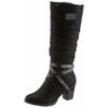 Winterstiefel RIEKER, Damen, Gr. 42 (8), Normalschaft, schwarz, Nubuklederimitat, kontrastfarbene Details, elegant, Schuhe, Blockabsatz, Rieker TEX-Membran, mit stylischem Zierriemchen