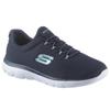 Slip-On Sneaker SKECHERS "Summits", Damen, Gr. 40, blau (navy), Textil, Synthetik, sportlich, Schuhe, Slipper, Freizeitschuh, Komfortschuh mit gepolstertem Schaftrand