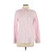 IZOD Long Sleeve Button Down Shirt: Pink Stripes Tops - Women's Size Medium