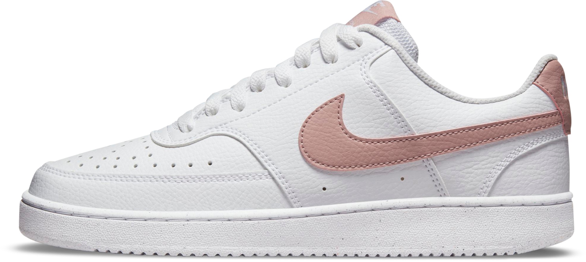 Sneaker NIKE SPORTSWEAR "Court Vision Low Next Nature", Damen, Gr. 38,5, rosa (weiß, pink, oxford), Synthetik, Schuhe Skaterschuh Sneaker low, Design auf den Spuren des Air Force 1