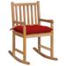 vidaXL Rocking Chair with Red Cushion Solid Teak Wood - 22.8" x 36.4" x 41.7"