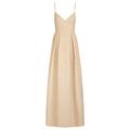 ApartFashion Damen Apart Langes Jacquard Kleid mit Eingewebtem Blütenmuster Special Occasion Dress, Beige, S EU