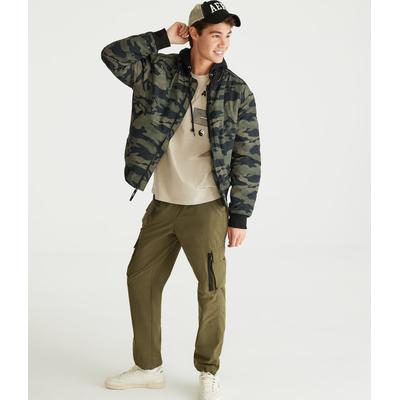 Aeropostale Mens' Camo Hooded Bomber Jacket - Multi-colored - Size M - Polyester