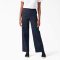 Dickies Women's Relaxed Fit Wide Leg Pants - Rinsed Dark Navy Size 36 (FP517)