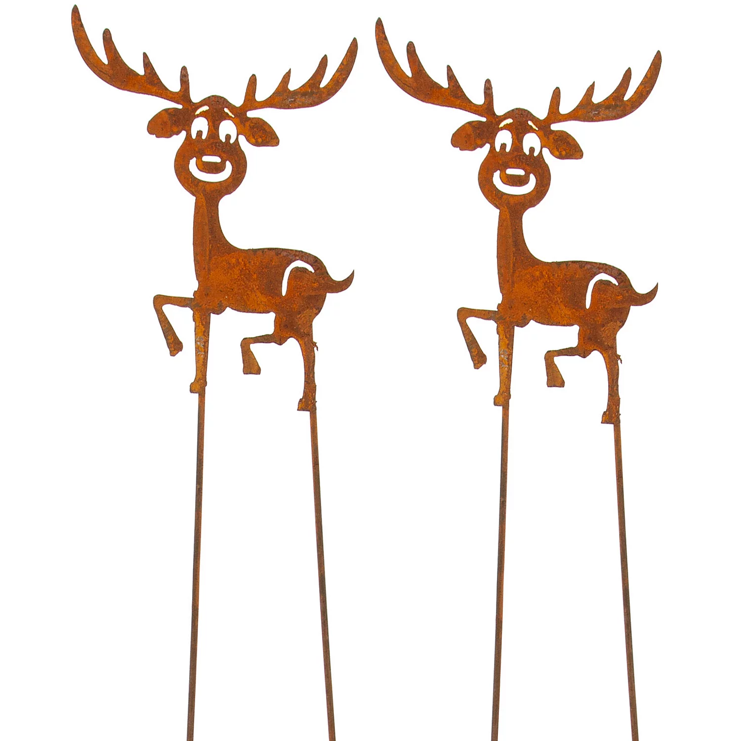 Rennes en métal aspect rouille, 2 pièces