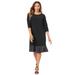 Plus Size Women's Shimmer Hem A-Line Dress by The London Collection in Black (Size 22 W)