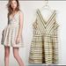 J. Crew Dresses | J.Crew Gold Ivory Mini Dress Plus 20 2xl Xxl Striped V-Neck Fit & Flare Sparkle | Color: Cream/Gold | Size: 20