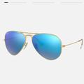Ray-Ban Accessories | Classic Ray Ban Large Aviators In Blue Lenses | Color: Blue/Gold | Size: Os
