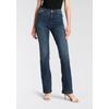 Bootcut-Jeans MAC "Dream-Boot", Damen, Gr. 36, Länge 32, blau (schwarz cobald blau authentic wash32), Denim/Jeans, Obermaterial: 90% Baumwolle, 7% Elastomultiester, 3% Elasthan, Abriebeffekte, casual, figurbetont lang, Jeans, Gerade geschnitten mit...