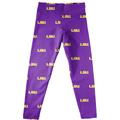 Girls Youth Purple LSU Tigers All Over Print Leggings