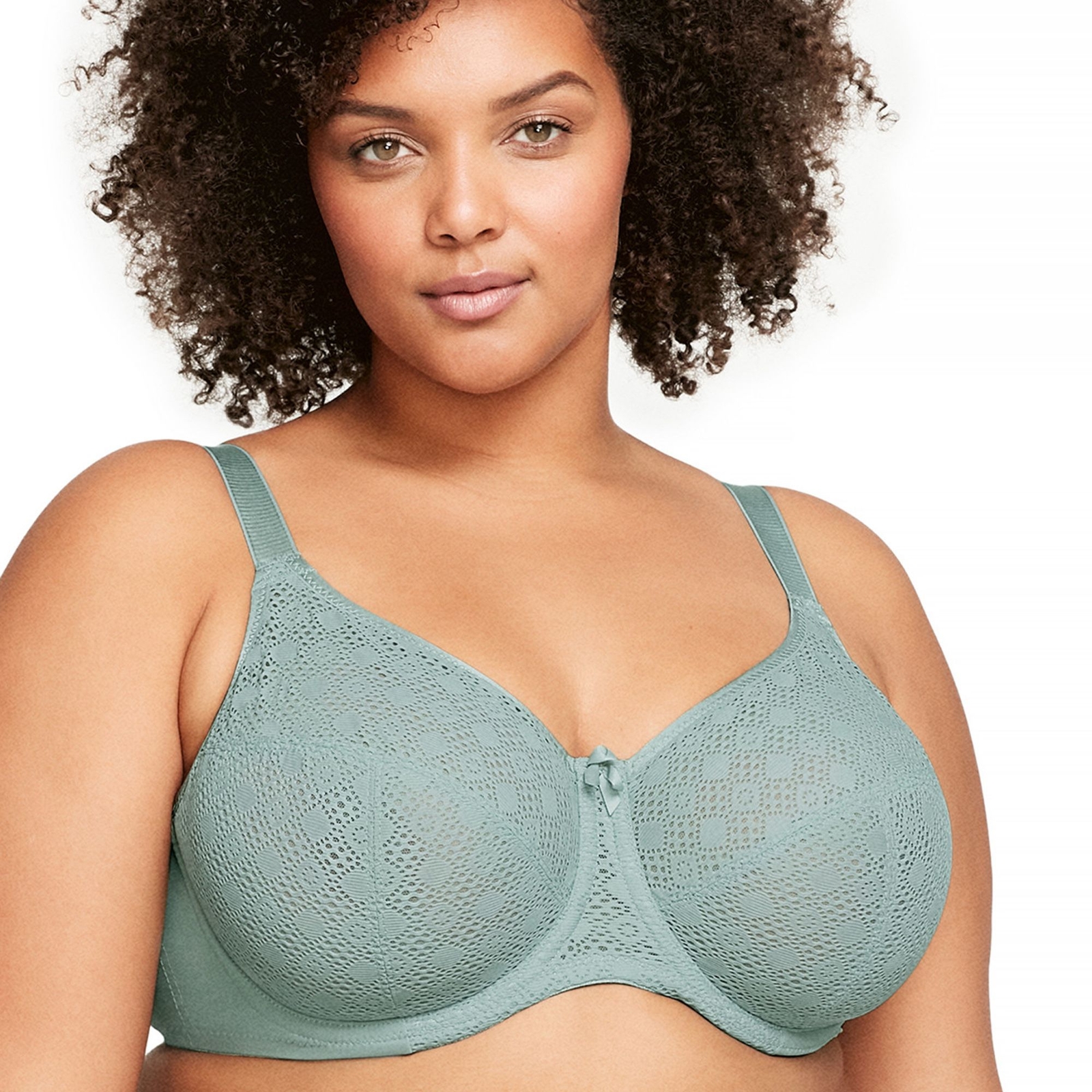 Glamorise Lace Comfort WonderWire Bra (Size 48-G) Jade, Polyester