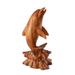 Wooden Hand Carved Dolphin on Coral Statue Sculpture Wood Decorative Home Decor Figurine Handcrafted Handmade Seaside Tropica