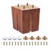 Furniture Legs, 150mm Set of 4 Square Wood Couch Legs, with Accessories, Brown