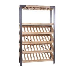 Mendler Weinregal HWC-D60, Flaschenregal Flaschenhalter Barschrank Weinständer für 40 Flaschen, Massivholz MVG 189x114x39cm Image