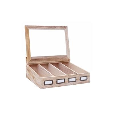Mendler Aufbewahrungsbox HWC-C25, Teebox Schmuckkästchen Kiste, Paulownia 17x37x33cm ~ naturbraun