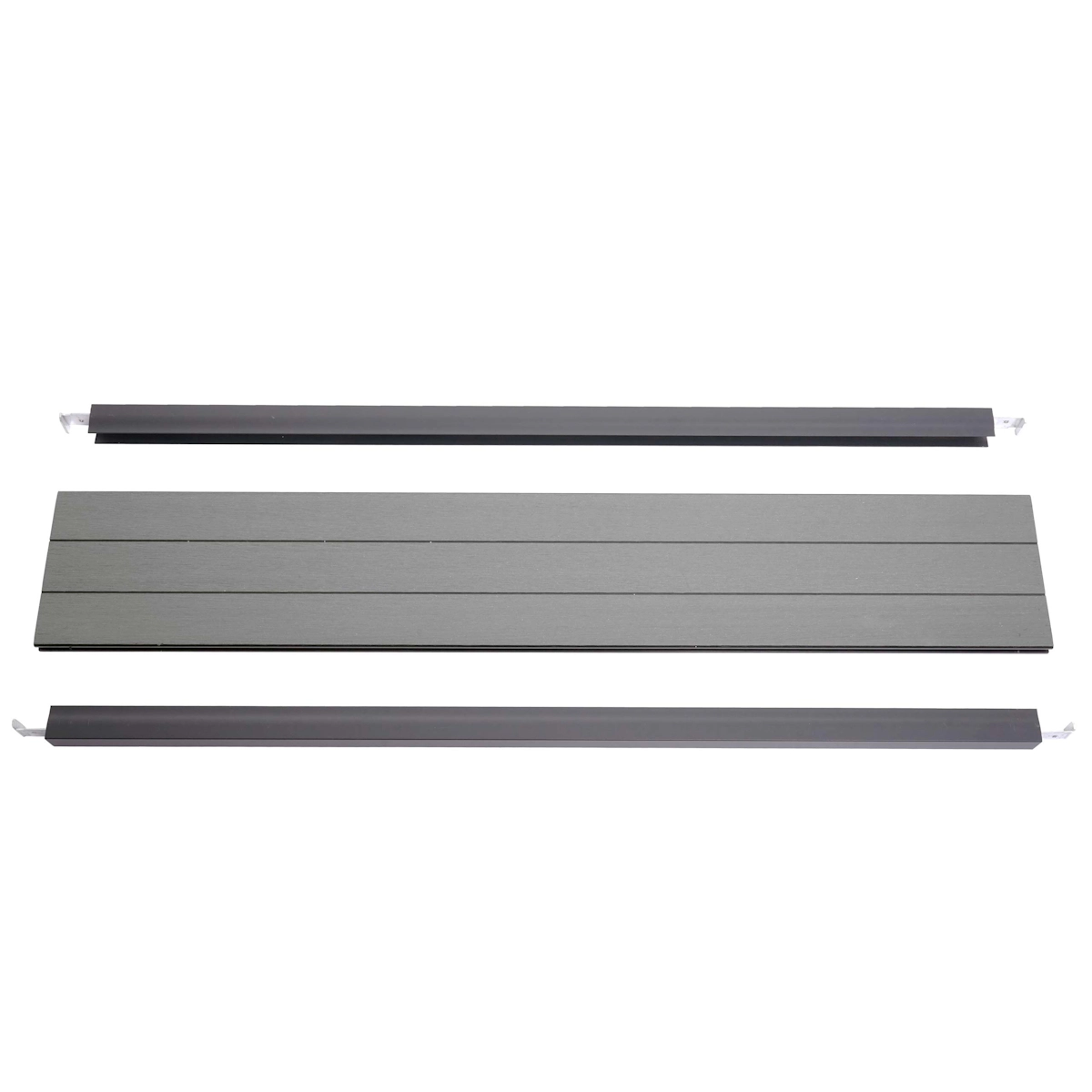 Mendler Abschluss-Set für WPC-Sichtschutz Sarthe, Abschlussprofil Windschutz, Alu-Pfosten ~ 90cm, grau Image