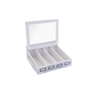 Mendler Aufbewahrungsbox HWC-C25, Teebox Schmuckkästchen Kiste, Paulownia 17x37x33cm ~ weiß, shabby