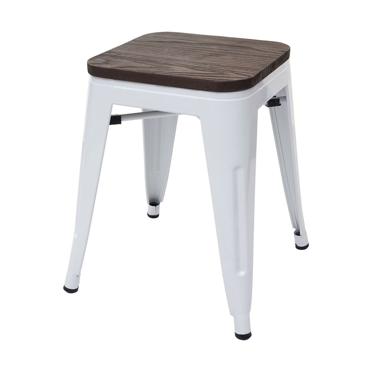 Mendler Hocker HWC-A73 inkl. Holz-Sitzfläche, Metallhocker Sitzhocker, Metall Industriedesign stapelbar ~ weiß Image