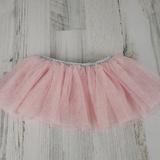 Disney Bottoms | Disney Baby Pink Sparkle Tulle Elastic Waist Skirt Size 3-6 Month | Color: Pink/Silver | Size: 3-6mb