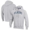 Men's Champion Heathered Gray St. Joseph's College Long Island Golden Eagles Reverse Weave Fleece Pullover Hoodie