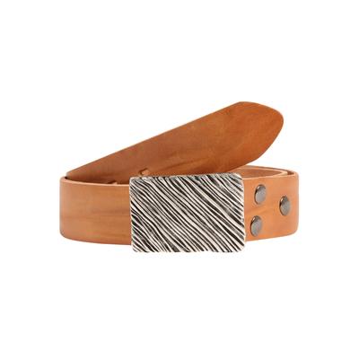 Ledergürtel, Damen, Gr. 100, braun (cognac), Leder, RETTUNGSRING BY SHOWROOM 019, unifarben, casual,modisch, Gürtel, mit austauschbarer Schließe »Seegras Rechteck« Image