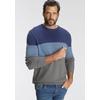 Rundhalspullover MAN'S WORLD "Bis Größe 5 XL", Herren, Gr. 4XL (68/70), grau (blau, hellblau, grau), Feinstrick, Obermaterial: 50% Baumwolle, 50% Polyacryl, colorblocking, casual, normal, Rundhals, Langarm Rippstrickbündchen, Pullover, mit...