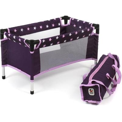 Puppenbett CHIC2000 "Puppen-Reisebett, Stars Lila", lila (stars lila), Puppenmöbel, KinderB:31cm H:32cm T:54cm, Stoff, Stahl, mit Tragetasche, B:31cm H:32cm T:54cm Image