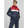 Steppjacke JACK & JONES "HERO PUFFER HOOD" Gr. M (48), blau (navy, red) Herren Jacken Steppjacken