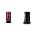 Philips CSA240/91 Kaffeepadmaschine Senseo Select – intensives Rot & Philips SENSEO® Milk Twister – Milchaufschäumer für heißes und kaltes Milchaufschäumen für 2 Cappucinos, schwarz