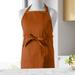 Eider & Ivory™ Solid Cotton Kitchen Apron for Women w/ Pockets Adjustable Cotton in Orange/Brown | 34 H x 27 W in | Wayfair