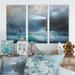 Breakwater Bay Lighthouse Shining Light During Stormy Night II - 3 Piece Floater Frame Painting on Canvas Metal in Blue/Gray | Wayfair