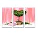 The Holiday Aisle® Heart Shaped Valentine House Plant - 3 Piece Floater Frame Painting on Canvas Canvas, in White | 20 H x 36 W x 1 D in | Wayfair