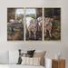 August Grove® Two Cows In The Stable - 3 Piece Floater Frame Painting on Canvas Canvas, Wood in White | 28 H x 36 W x 1 D in | Wayfair