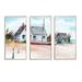 Breakwater Bay House w/ Little Boat On A Beach I - 3 Piece Picture Frame Print on Canvas Canvas, Wood in White | 20 H x 36 W x 1 D in | Wayfair