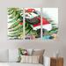 The Holiday Aisle® Panda Wearing a Christmas Elf Hat - 3 Piece Floater Frame Print on Canvas Canvas, Wood in White | 20 H x 36 W x 1 D in | Wayfair