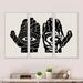 Bungalow Rose HamSa Hands w/ Eye & Moon Black & Illustration - 3 Piece Floater Frame Print Set on Canvas Canvas, in White | Wayfair