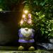 Trinx Gnome w/ Glowing Flowers & 5 LED Lights Gifts for Housewarming & Mother's Day Resin/ in Green/Indigo | 11.4 H x 4.3 W x 4.1 D in | Wayfair