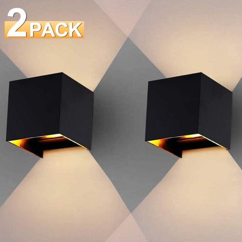 Led Wandleuchte Wandbeleuchtung Deko IP65 Wandlampe Außen Treppen Innen 7W Schwarz Warmweiß 2 Stück