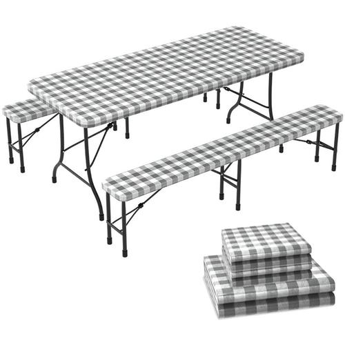 Tischdecke Tischtuch 3er Set, Elastisch Rechteckig Gartentischdecke Outdoor, Abwaschbar abwischbar