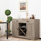 Wooden Buffet Cabinet with 2 Large Storage Drawers and Detachable Wine Rack - 52" x 16.5" x 35.5"(L x W x H)