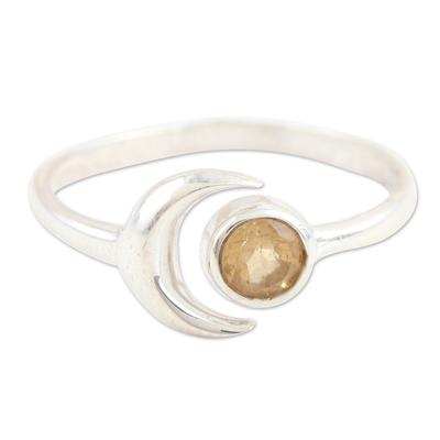 Warm Celestial Beauty,'Sterling Silver Wrap Ring with Faceted Citrine Stone'
