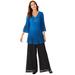 Plus Size Women's Embellished Pleated Blouse by Woman Within in Bright Cobalt Linear Gradient Dot (Size 34/36) Shirt