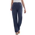 Plus Size Women's Elastic Waist Mockfly Straight-Leg Corduroy Pant by Woman Within in Navy (Size 12 WP)
