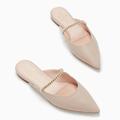 Kate Spade Shoes | Kate Spade Isadora Leather Flats Slip On Mules, Warm Beige Nib | Color: Cream | Size: Various